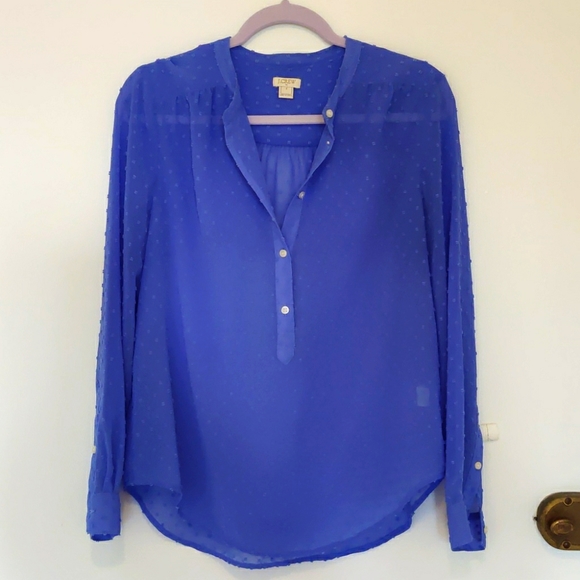 Women's J Crew sheer long sleeve loose fit blouse - Picture 1 of 2